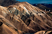Colored mountains with some snow in Icelandic highlands, Landmannalaugar, Southern Iceland, Iceland