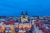 Prague, Czech Republic The Church of Saint Mary of Tyn photographed at dusk