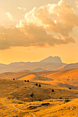 Campo Imperatore at sunset Europe, Italy, Abruzzo, Province of L'Aquila, Gran Sasso and Monti della Laga National Park