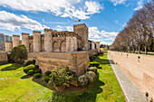 External view of Aljaferia palace. Zaragoza, Aragon, Spain, Europe
