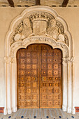 Interior door of Aljaferia palace. Zaragoza, Aragon, Spain, Europe