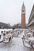 St. Mark Square during a snowfall, Venice, Veneto, Italy