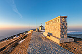 Monte Grappa, province of Vicenza, Veneto, Italy, Europe. Sunrise at the summit of Monte Grappa, where there is a military monument.