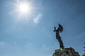 The Keeper of the Plains sculpture under sunny sky, Wichita, Kansas, USA