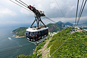 Riding the cable car in Sugar Loaf Mountain, Rio de Janeiro, Brazil