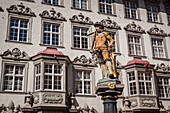 statue of william tell in the town centre of schaffhouse, hero of swiss independence, schaffhausen, canton of schaffhausen, history, switzerland, helvetic confederation