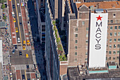 perspective of the big department store macy's on herald square seen from the observatory of the empire state building, manhattan, new york city, new york, united states, usa