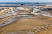 the tide in the bay of mont saint michel, (50) france