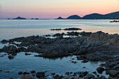 the coast at sunset, route des sanguinaires, ajaccio, southern corsica, france