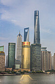 China, Shanghai City,Pudong District skyline,Jinmao,World Financial Center and Shanghai Tower