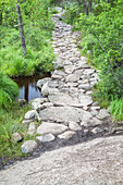 Hiking trail to the cliff Preikstolen at the fjord Lysefjord, Jorpeland, Rogaland, Fjord norway, Southern norway, Norway, Scandinavia, Northern Europe, Europe