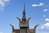 Detail der brühmten Stabkirche in Borgund, Sogn og Fjordane, Fjordnorwegen, Südnorwegen, Norwegen, Skandinavien, Nordeuropa, Europa