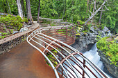 Winding panorama trail along the canyon Gudbrandsjuvet in valley Valldalen with river Valldøla, Valldal, More and Romsdal, Fjord norway, Southern norway, Norway, Scandinavia, Northern Europe, Europe