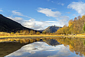 Autumn by the lake Vågåvatnet near Lom, Oppland, Østlandet, Southern norway, Norway, Scandinavia, Northern Europe, Europe