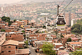 cable cars as part of public transportation connecting the slums of Medellin, Departmento Antioquia, Colombia, Southamerica