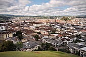 view from Cerro El Morro mountain at historic town centre with the white dome of the cathedral, Popayan, Departmento de Cauca, Colombia, Southamerica