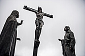 sculpture of Jesus hanging at cross at Monserate mountain, capital Bogota, Departmento Cundinamarca, Colombia, Southamerica