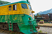 Lokomotive der berühmten White Pass Yukon Route in Skagway, Alaska, USA