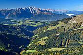View from Regenspitz to valley of Salzach and Berchtesgaden Alps, from Regenspitz, Salzkammergut, Salzburg, Austria