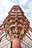 Detail eines Erkers, historische Gebäude am Marktplatz von Coburg, Oberfranken, Bayern, Deutschland