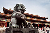 Löwen Statue vor dem Palast Museum, die Verbotene Stadt, Peking, China, Asien, UNESCO Welterbe