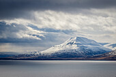 Mountain close to Dalvík in winter, Tröllaskagi, Iceland, Scandinavia