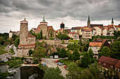 Altstadt Stadtansicht mit Michaeliskirche und Dom St Petri, Bautzen, Spree, Oberlausitz, Sachsen, Deutschland