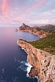 View at sunset from Mirador Es Colomer, Formentor, Pollensa, Majorca, Balearic Islands, Spain