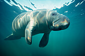West Indian Manatee (Trichechus manatus) floating at water surface, Florida