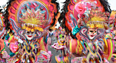 Dancers in motion, Masskara Festival, Bacolod, Bacolod, Negros Island, Philippines, Asia