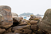 coastline with granite boulders, Trégastel, Côte de Granit Rose, Côtes d'Armor, Brittany, France