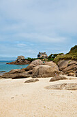 sandy beach with granite boulders, Trégastel, Côte de Granit Rose, Côtes d'Armor, Brittany, France