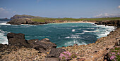 Panorama of Clogher Beach seen from while walking the Dingle Way, Clogher Bay, Dingle Peninsula, County Kerry, Ireland, Europe