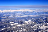 Caucasus range, from the plane, Georgia
