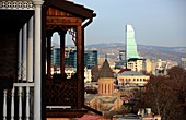 Blick von der Festung über die Altstadt auf Tiflis, Georgien