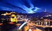 Blick am Abend vom Kopala Hotel, Tiflis, Georgien