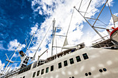 Detail of a cruise ship in the harbor of Philipsburg, St. Martin, Caribbean, Lesser Antilles