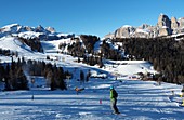 Skiing near Corvara, Dolomites, South-Tyrol, Italy