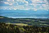 Blick vom Höchsten (Name vom Berg) über den Bodensee hin zu den Alpen, Baden-Württemberg, Deutschland