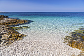 Beach at the Mediterranean Sea, island Dugi Otok, Veli Rat, Zadar, North Dalmatia, Dalmatia, Croatia, Southern Europe, Europe