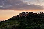 Sonnenuntergang bei Volastra, Cinque Terre, Riomaggiore, Ligurien, Italien
