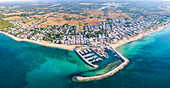 Port of Campomarino di Maruggio aerial view, Taranto province, Apulia, Salento, Italy, Europe.