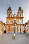 Melk, Wachau, Lower Austria, Austria, Europe. Prelate's courtyard of the Benedectine abbey