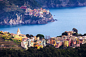 Village of Corniglia and Manarola, Cinque Terre, Liguria, Italy, Europe.