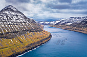 Aerial view from Vidareidi: Vidoy island on the left and Bordoy island on the right (Faroe Islands, Denmark)