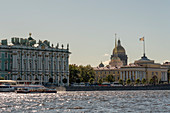 Ermitage, Admralty and Saint Isaac's Cathedral on Neva River. Saint Petersburg, Russia.