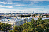 Boris Yeltsin Presidential Library and Neka River, shot from Saint Isaac's Cathedral. Saint Petersburg, Russia.