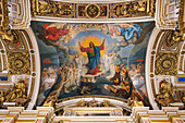 Details of the decorated interiors of Saint Isaac's Cathedral. Saint Petersburg, Russia.