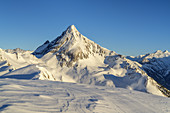 Blick auf Torhelm und Brandberger Kolm, Gerlosgruppe in den Zillertaler Alpen, Brandberg bei Mayrhofen, Tirol, Österreich