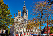 Town Hall (Stadhuis) at the market in Middelburg, Walcheren peninsula, Zeeland province, North Sea, Netherlands, Holland